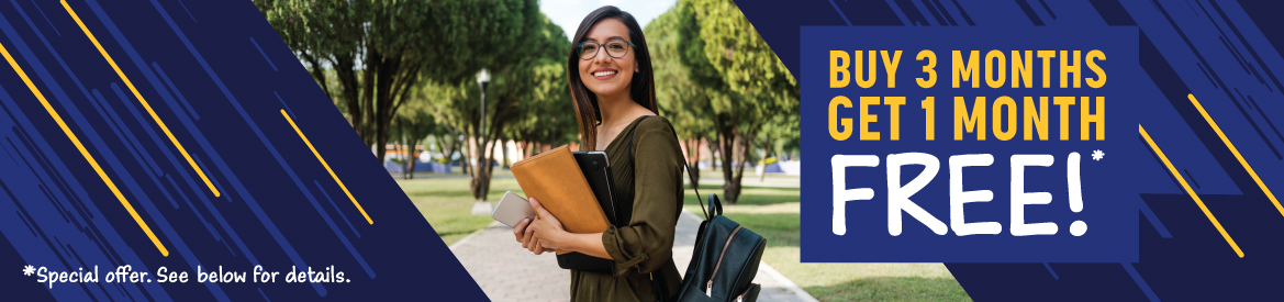 Student Pass-Buy 3 months, Get 1 month FREE